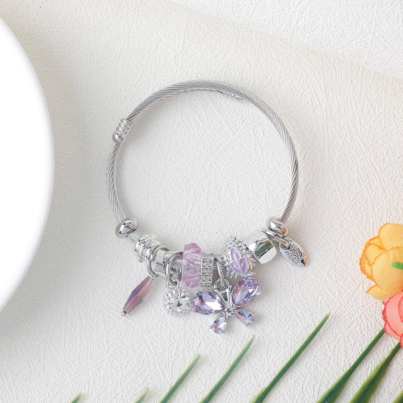 DS Charm Bracelets for girls,exquisite cute cartoon friendship bracelets Silver Stainless Steel Bangle with birthday Gift box, Adjustable girls jewelry Suitable for holiday gifts - Image 3